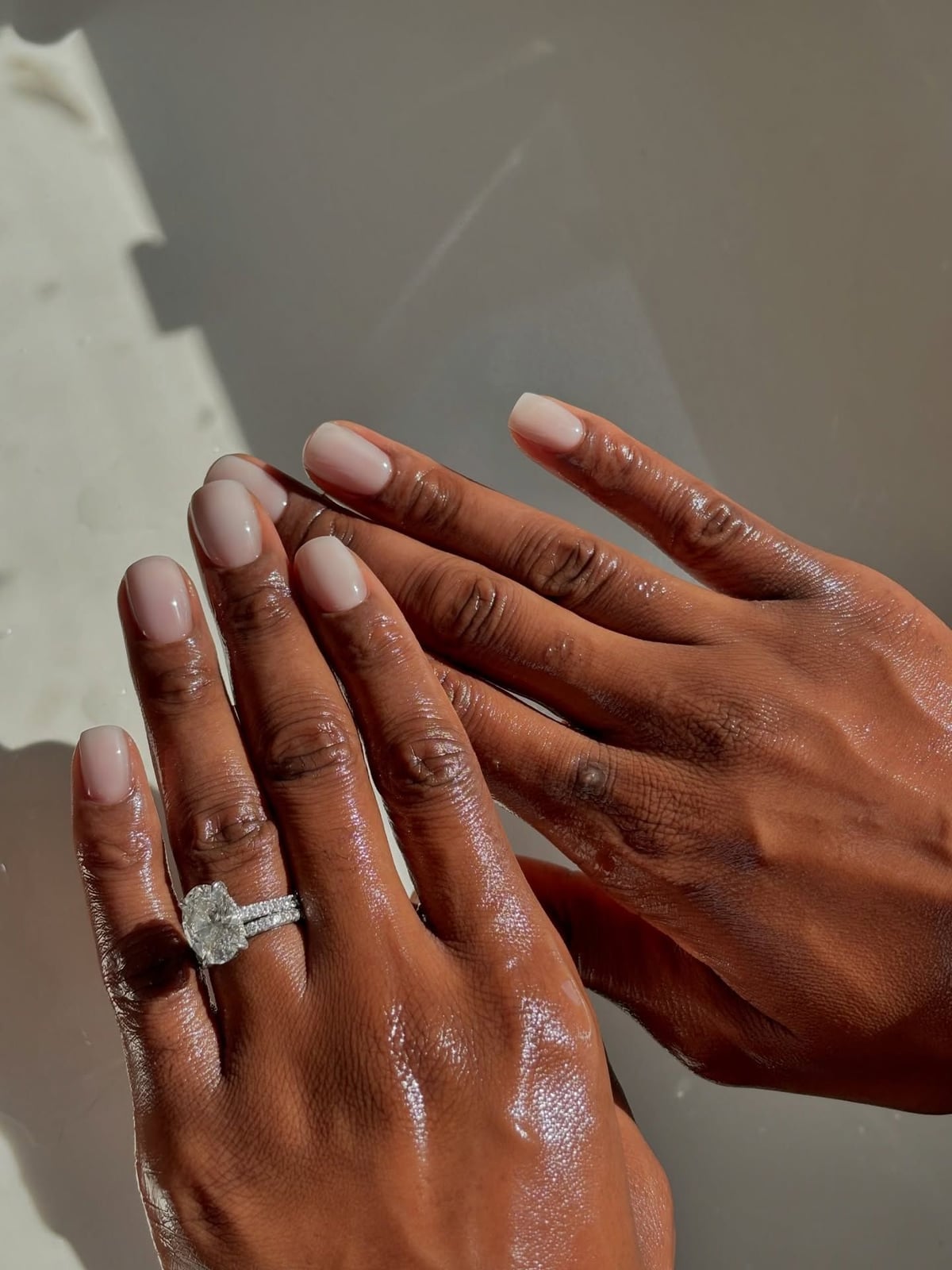 Sheer Milky Beige Short Square Nails — Milky Nails