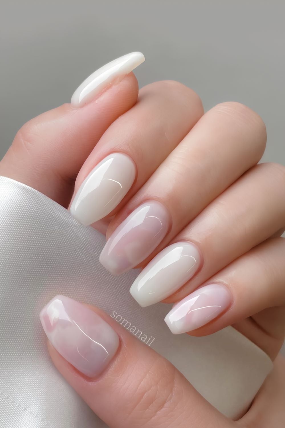 Milky White Pink Gray Marble Short Coffin Milky White Pink Gray Marble Short Coffin — Milky White Nails