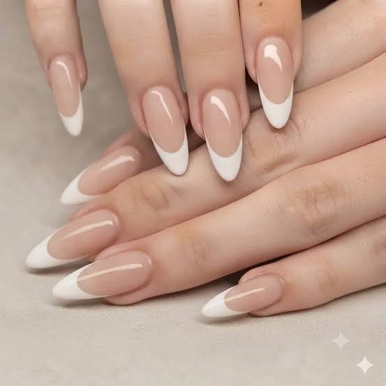 Medium Almond Nails With Classic French Tip — Minimalist Nails