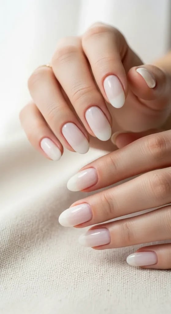 Short Almond French Tip Nails — Minimalist Nails