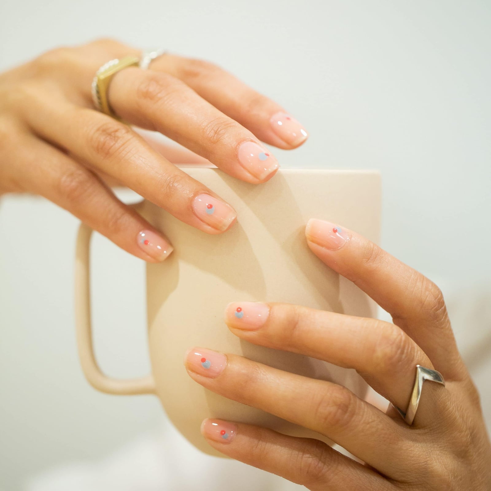 Short Square Nails With Minimalist Dots — Minimalist Nails