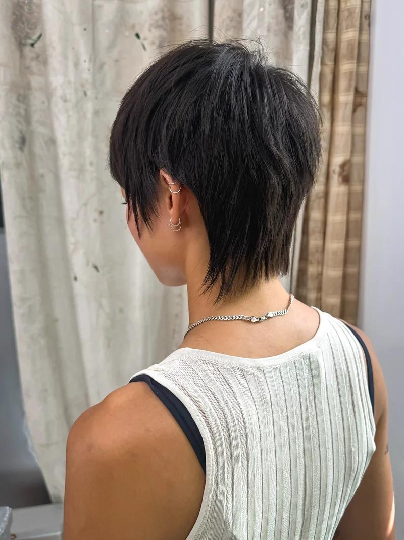 Dark Brown Mixie Shag With Choppy Bangs — Mixie Haircut