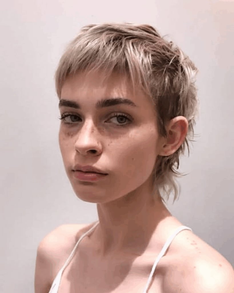 Ash Blonde Pixie Cut With Textured Fringe — Mixie Haircut
