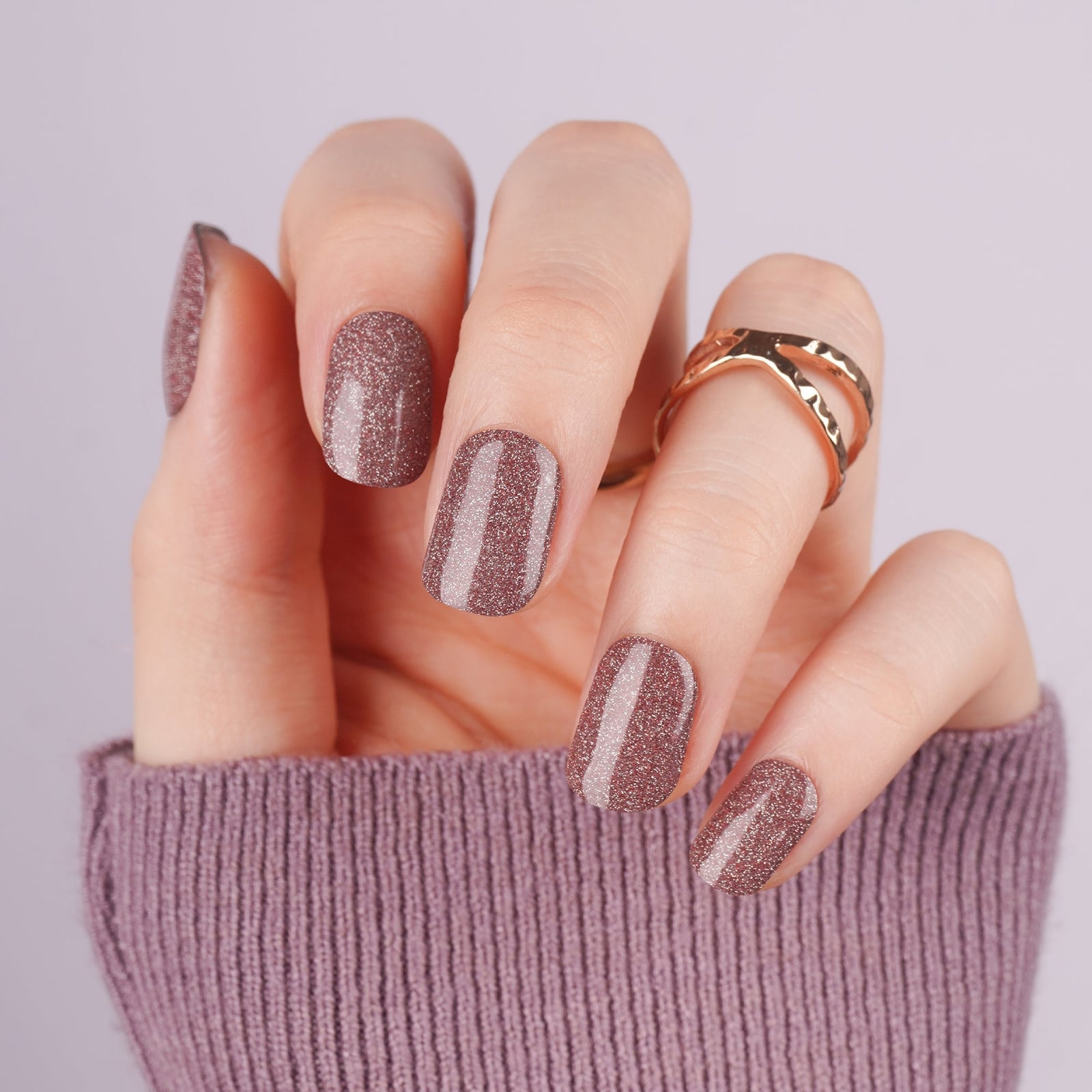 Shimmering Mocha Brown Short Square Glitter Nails — Mocha Nails