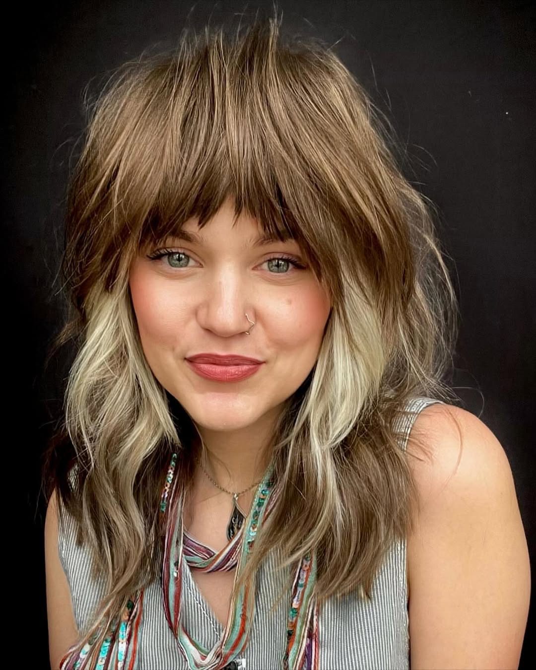 Shoulder Shag With Blonde Money Piece — Modern Shag