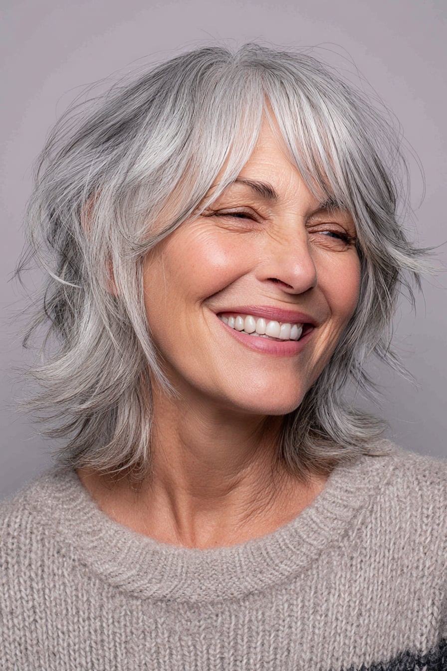 Gray Shag With Textured Blowout — Modern Shag