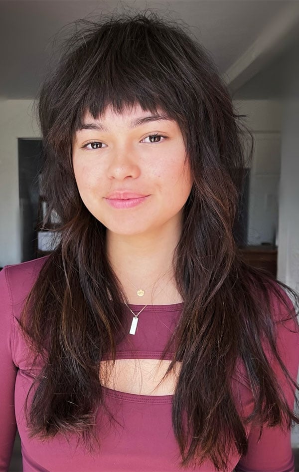 Collarbone Long Shag With Choppy Bangs — Modern Shag
