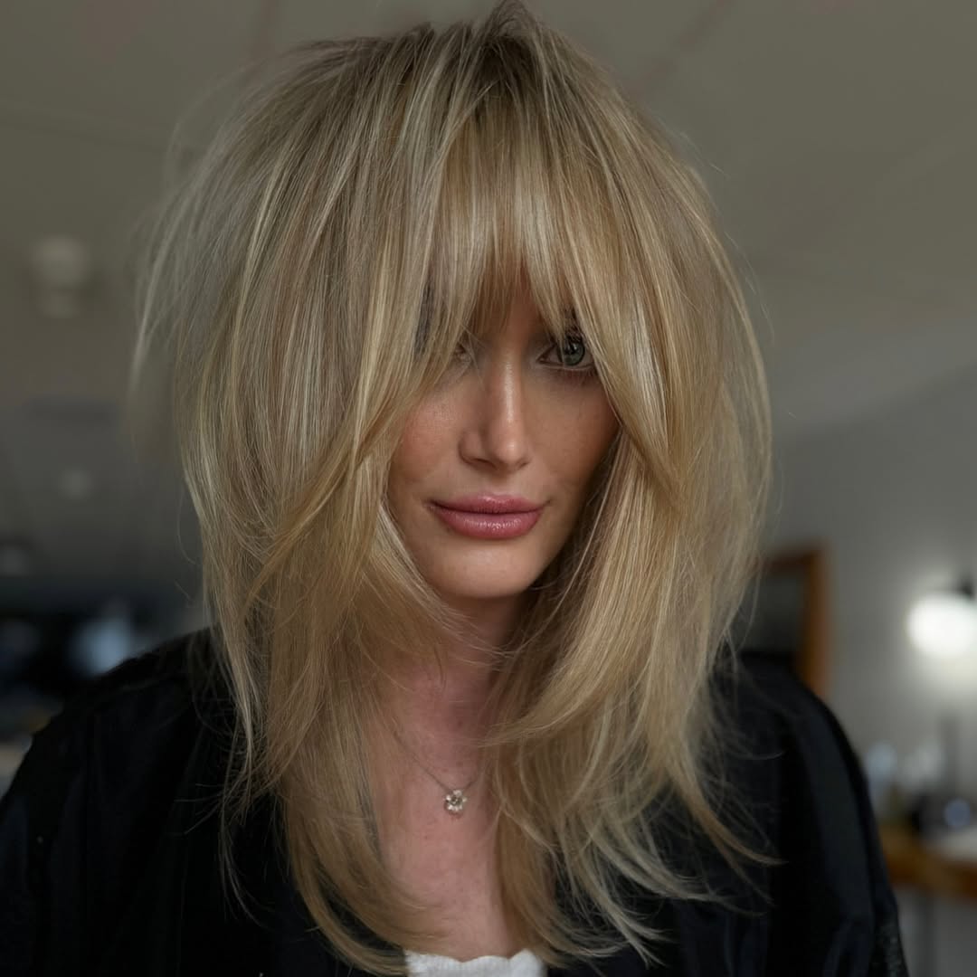 Shoulder Length Shag With Full Fringe — Modern Shag