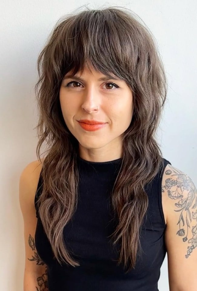 Mid-Back Shag With Textured Fringe — Modern Shag