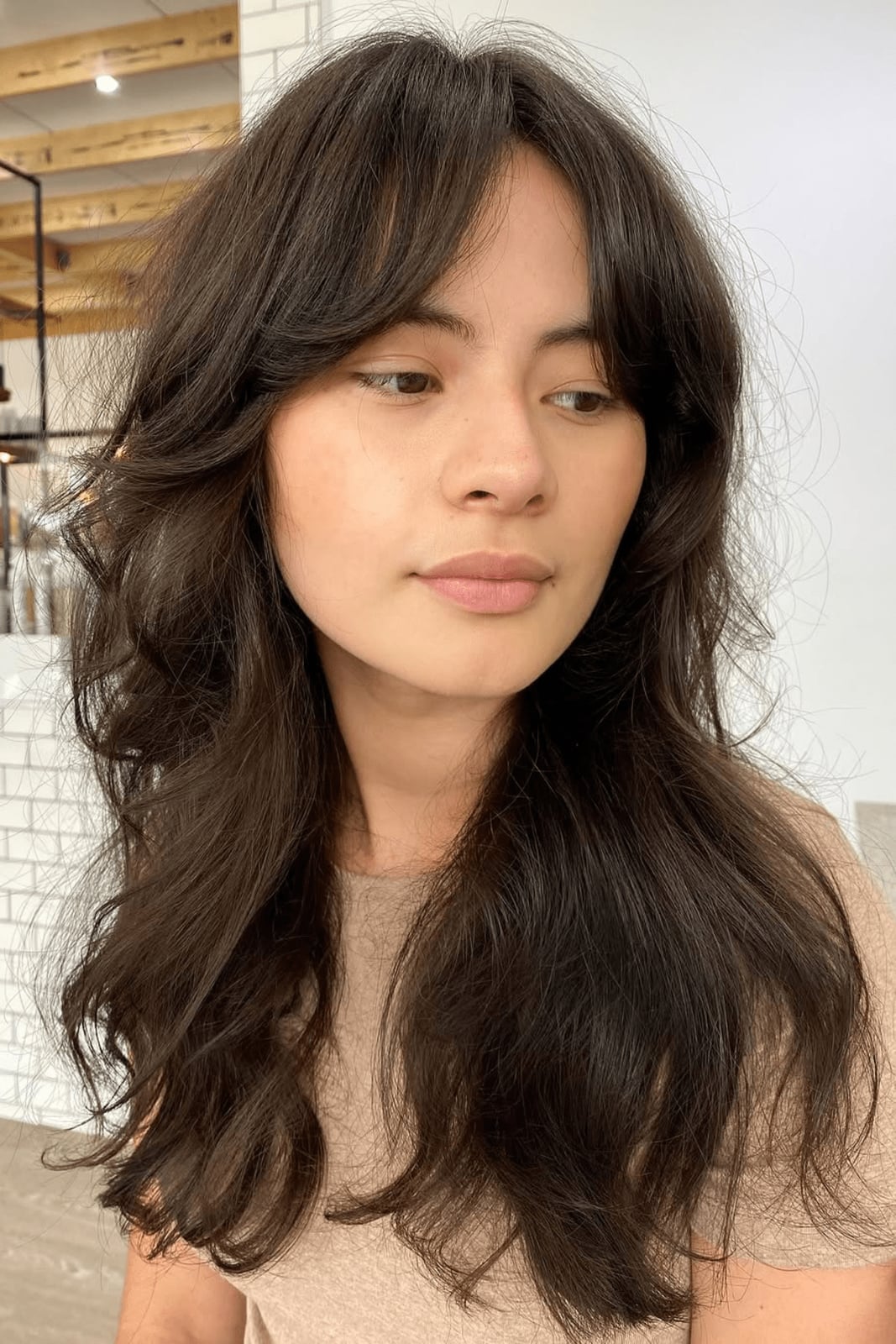 Collarbone Shag With No Bangs — Modern Shag