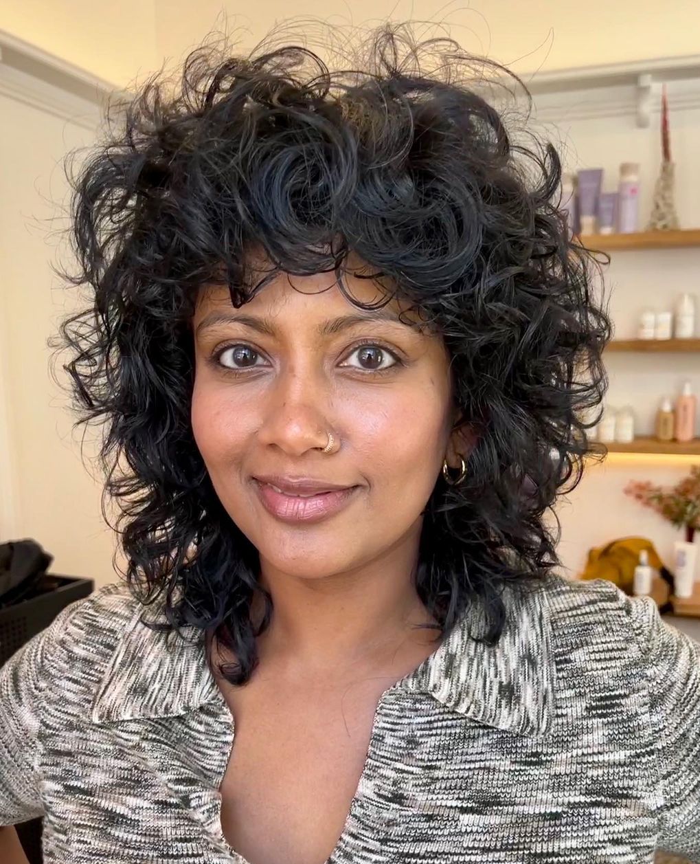 Dark Brown Shag With Curly Texture — Modern Shag