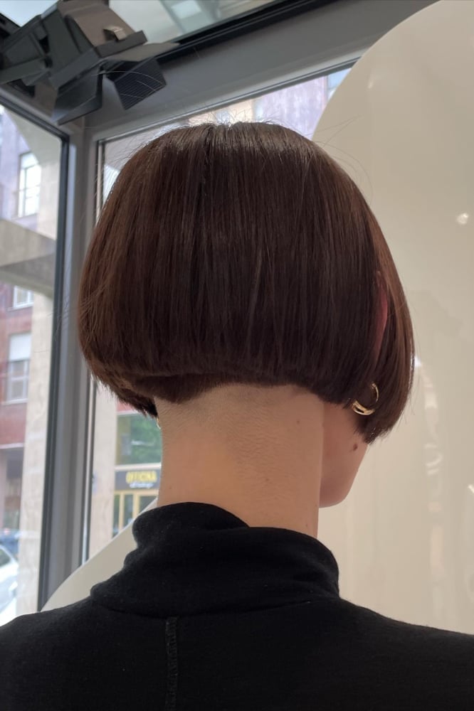 Ear Length Dark Brown Blunt Bob, Straight Ear Length Dark Brown Blunt Bob, Straight — Mom Bob