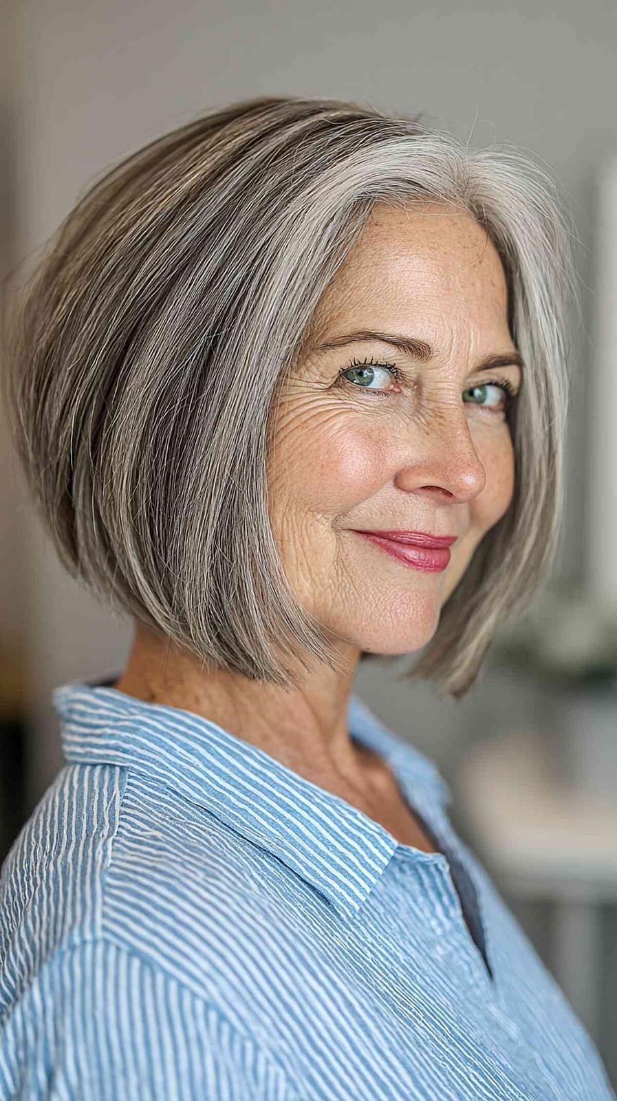 Gray Inverted Bob With Blonde Highlights Gray Inverted Bob With Blonde Highlights — Mom Haircuts