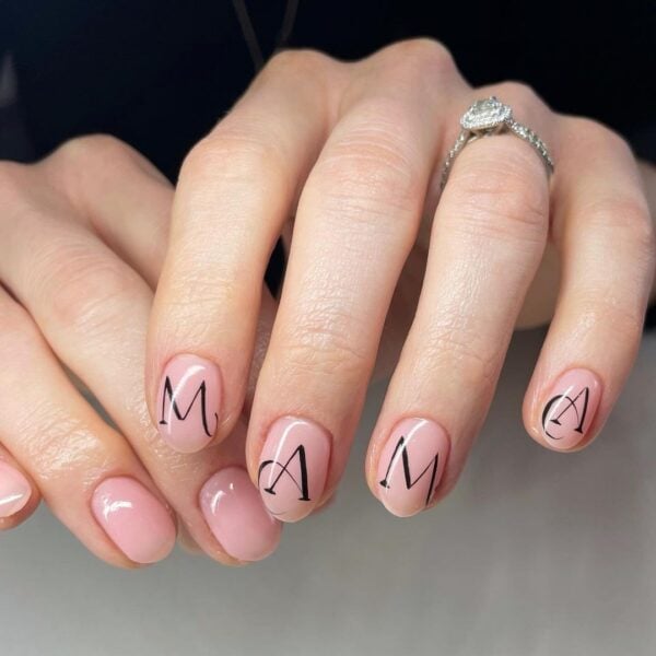 Milky Pink M A Letter Nails Milky Pink M A Letter Nails — Mom Nails