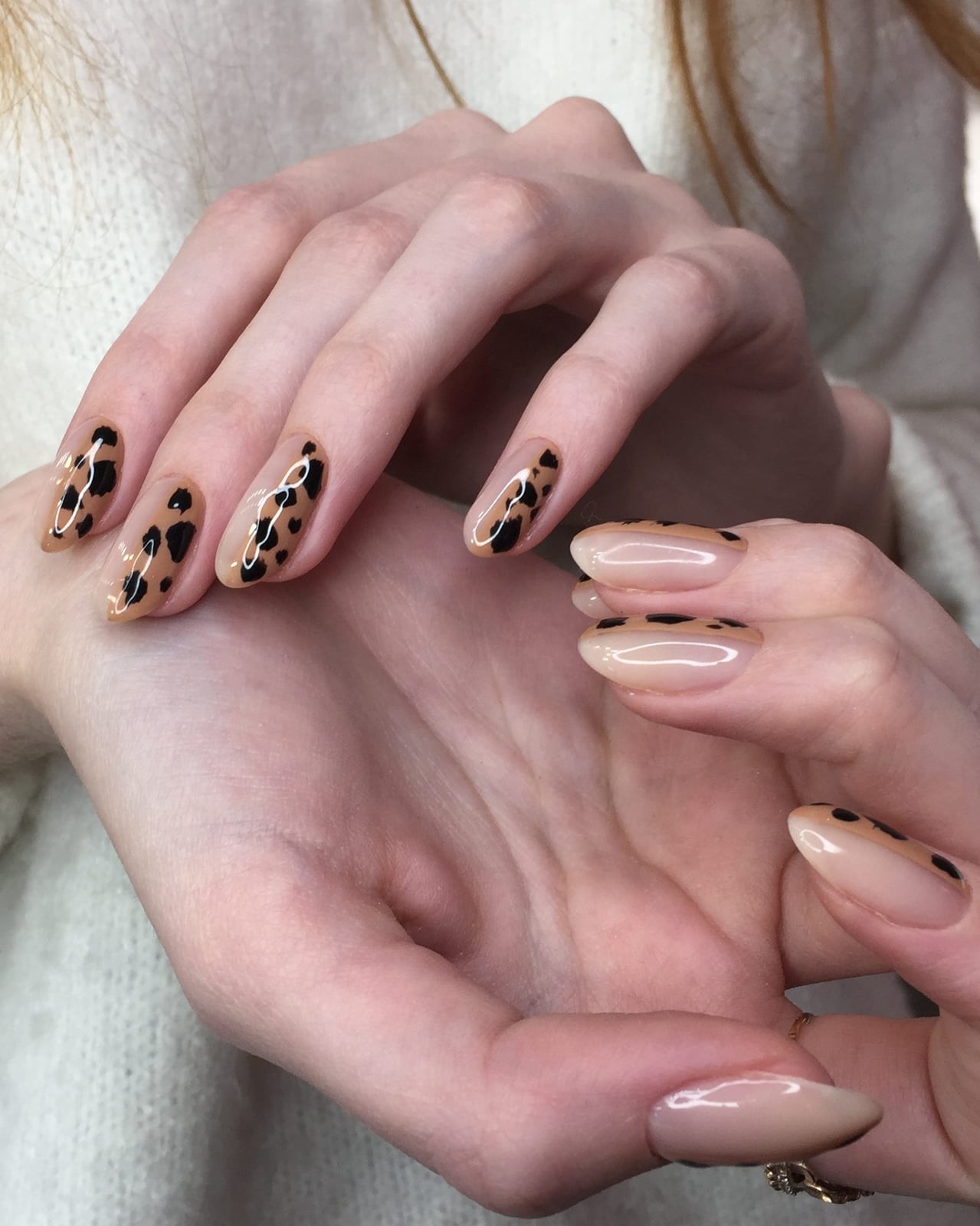 Nude Leopard Print Short Almond Nails Nude Leopard Print Short Almond Nails — Mom Nails