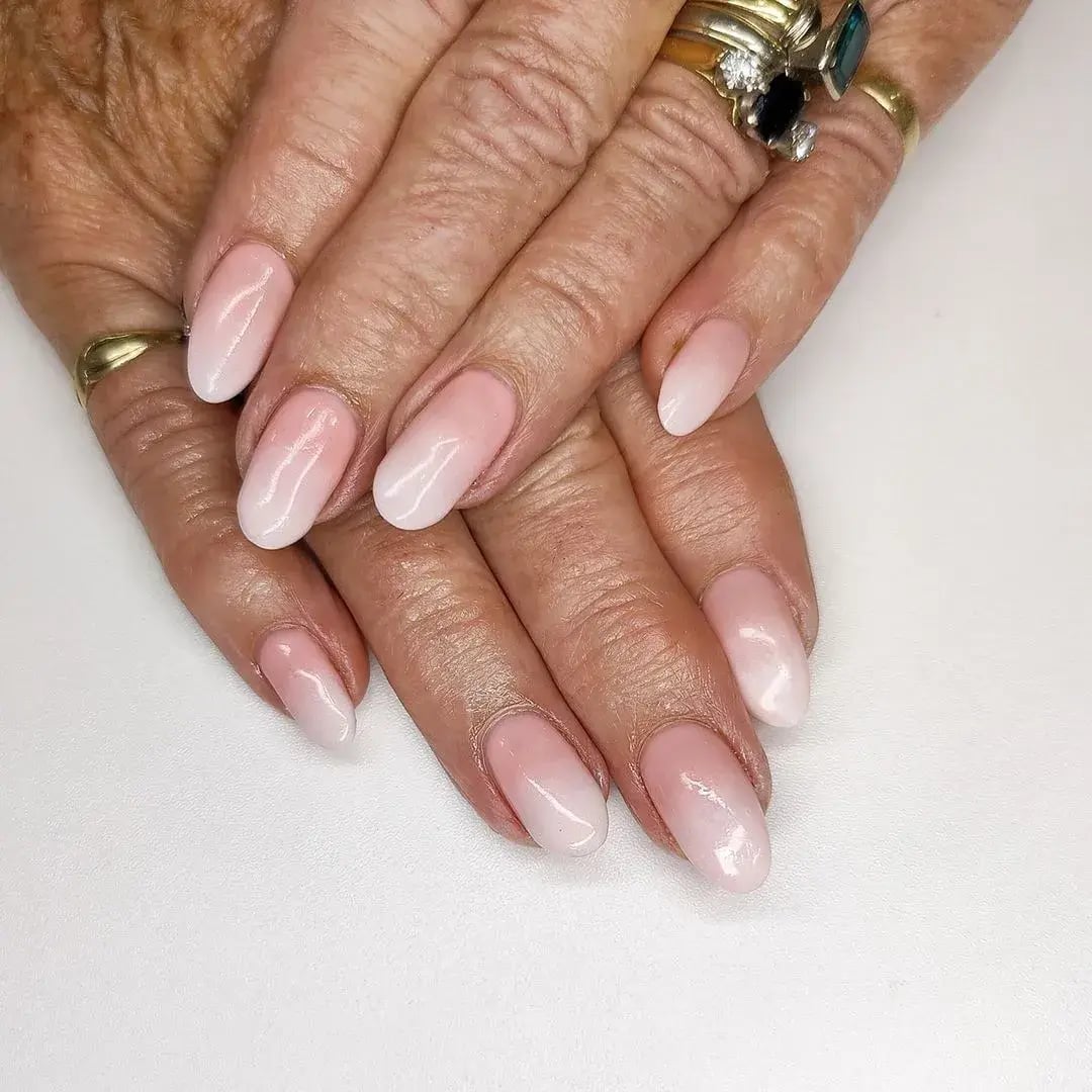 Classic Pink and White Ombre Oval Nails Classic Pink and White Ombre Oval Nails — Mom Nails