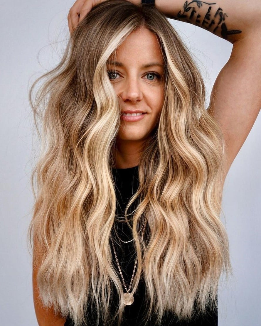 Mid-Back Dark Blonde With Lighter Blonde Money Piece Mid-Back Dark Blonde With Lighter Blonde Money Piece