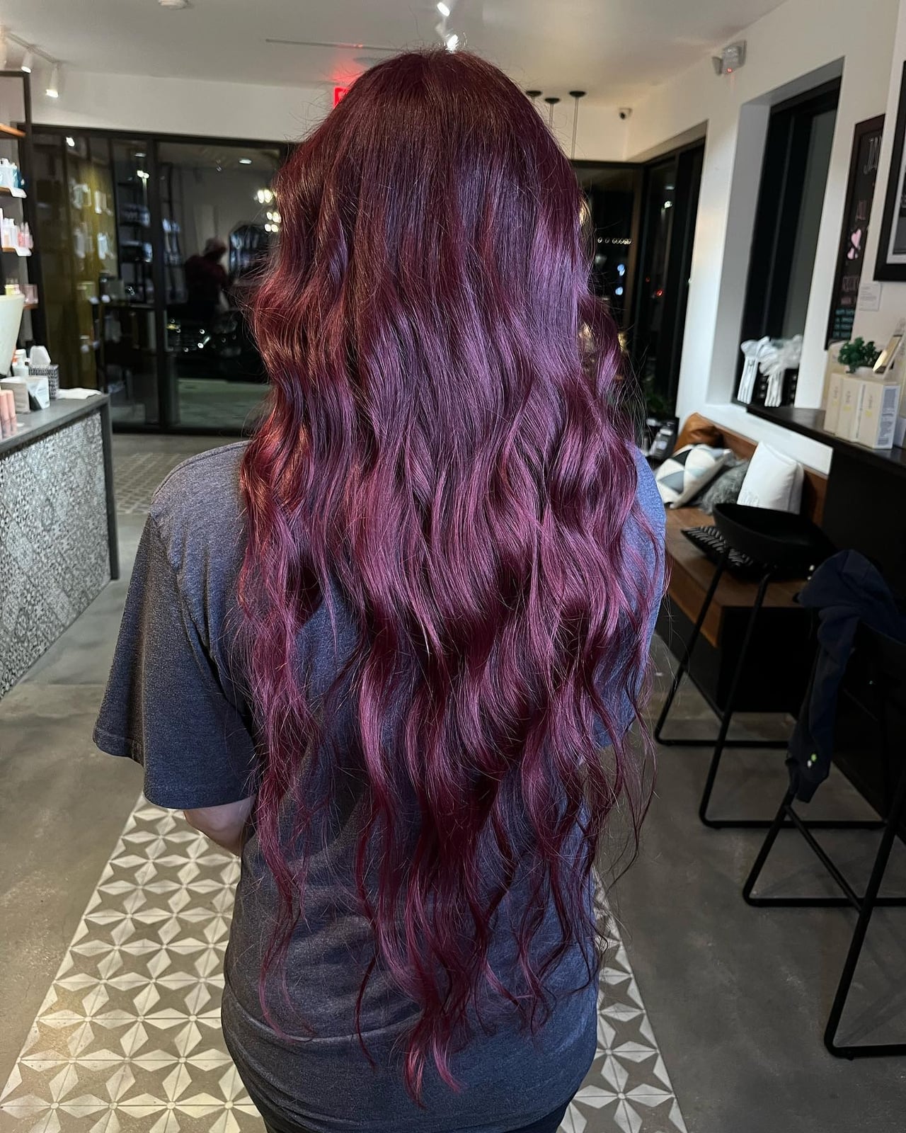 Mid-Back Waves With Rich Color Depth — Mulled Wine Hair