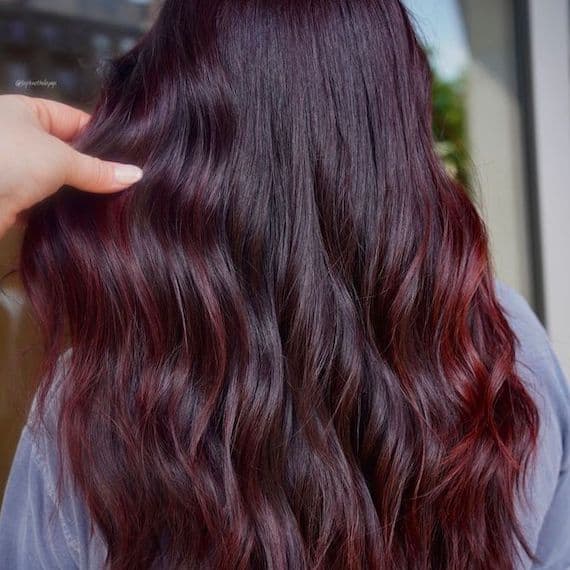 Deep Mulled Wine Mid-Back Waves, Close-Up Take — Mulled Wine Hair