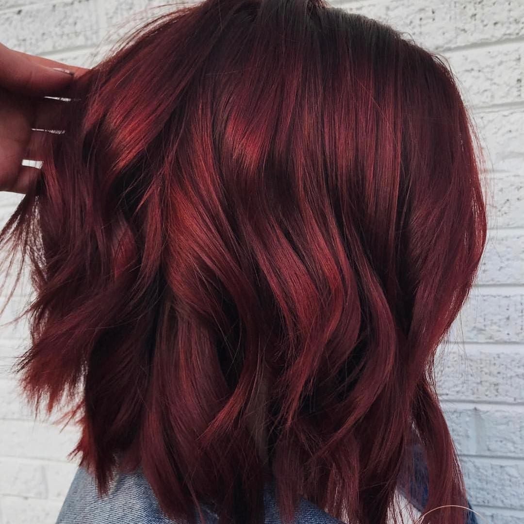 Shoulder Length Long Layers In Red-Burgundy — Mulled Wine Hair