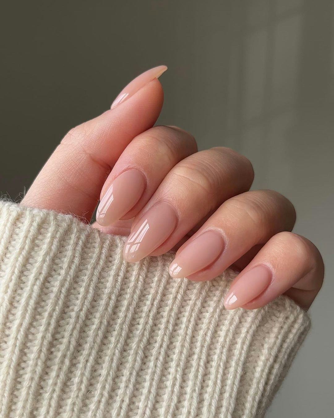 Natural Sheer Nude Beige Medium Almond — Nail Colors