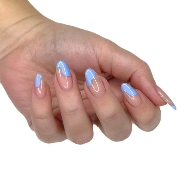 Light Blue French Almond Extensions Light Blue French Almond Extensions — Nail Extensions