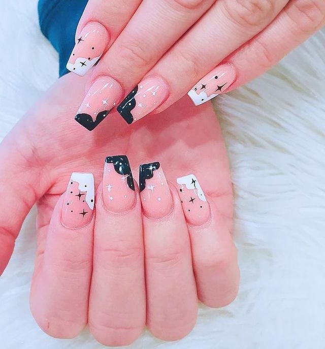 Abstract Star Dot Coffin Extensions Abstract Star Dot Coffin Extensions — Nail Extensions