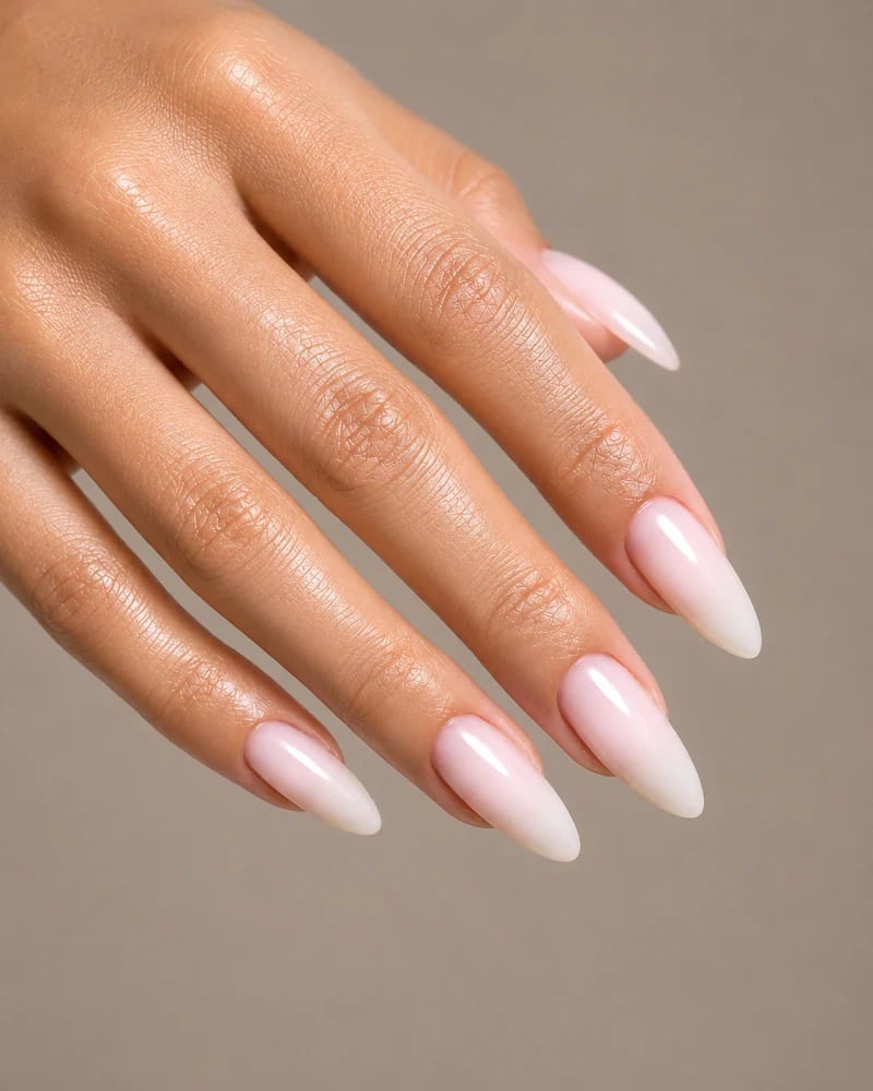 Pink to White Ombre Almond Extensions Pink to White Ombre Almond Extensions — Nail Extensions