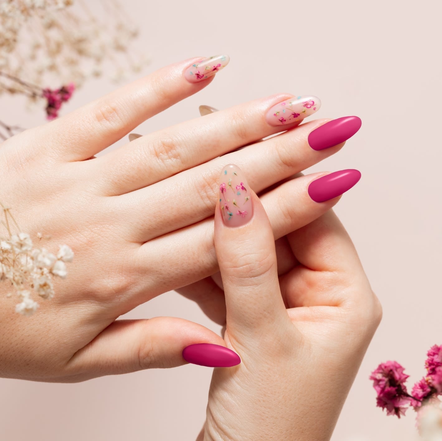 Pressed Flower Oval Extensions Pressed Flower Oval Extensions — Nail Extensions