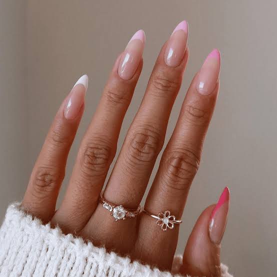 Pink French Tip Long Stiletto Nails Pink French Tip Long Stiletto Nails — Nail Shapes