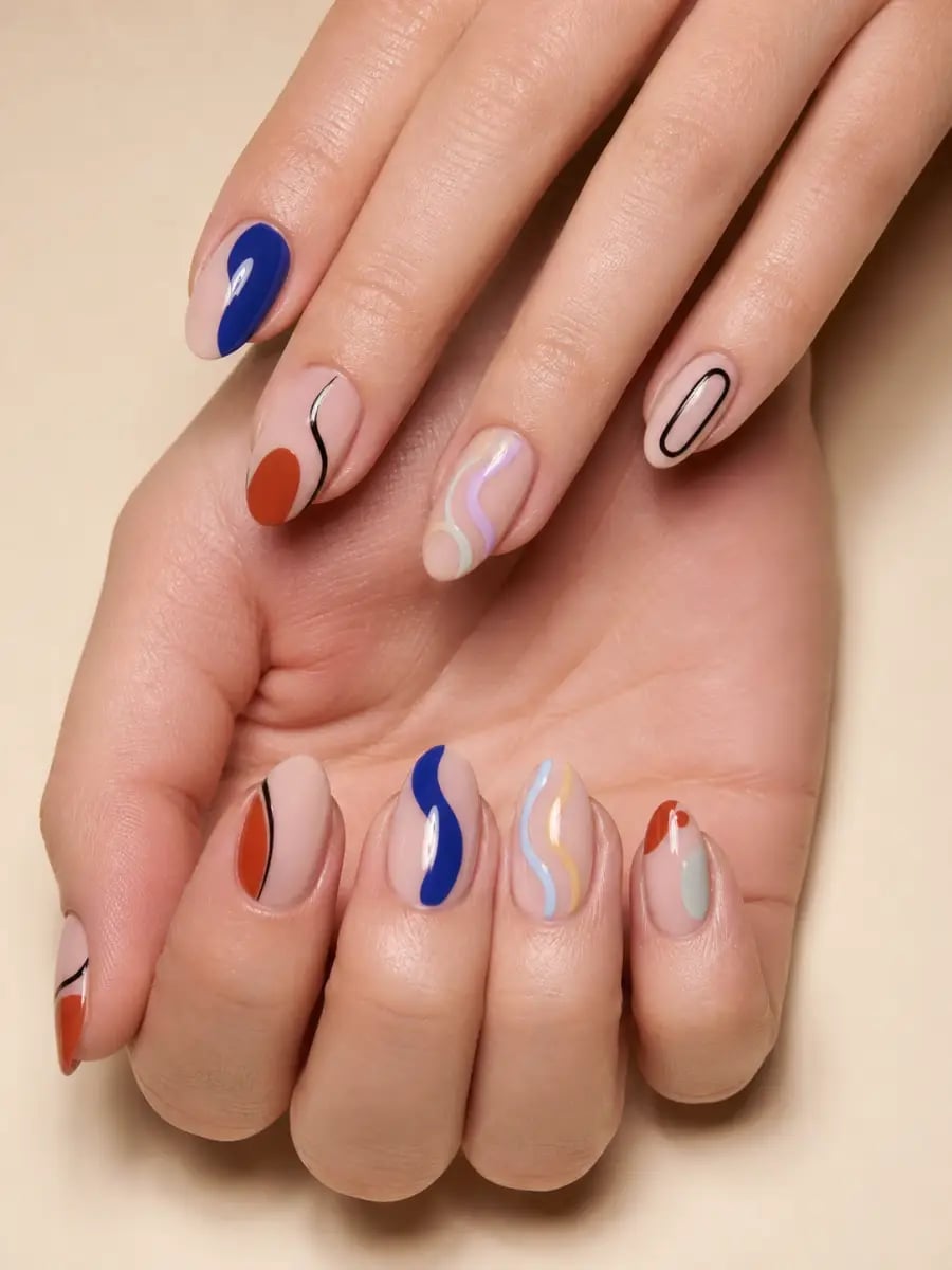Abstract Art Short Almond Nails Abstract Art Short Almond Nails — Nail Shapes