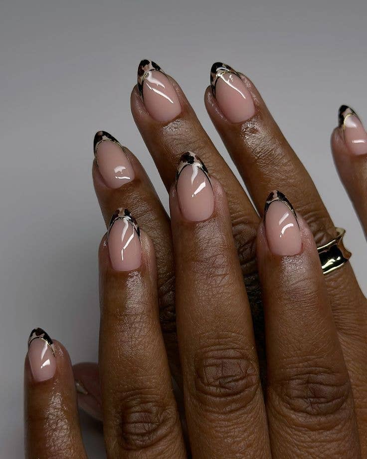 Leopard Print French Tips Short Almond Nails Leopard Print French Tips Short Almond Nails — Nails for Blondes