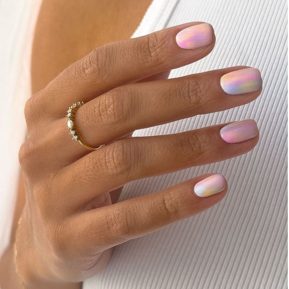 Pastel Aura Short Square Nails Pastel Aura Short Square Nails — Nails for Blondes