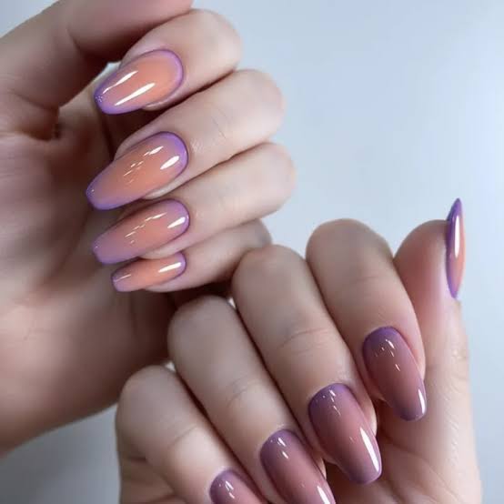 Peach to Violet Ombre Oval Nails Peach to Violet Ombre Oval Nails — Nails for Blondes