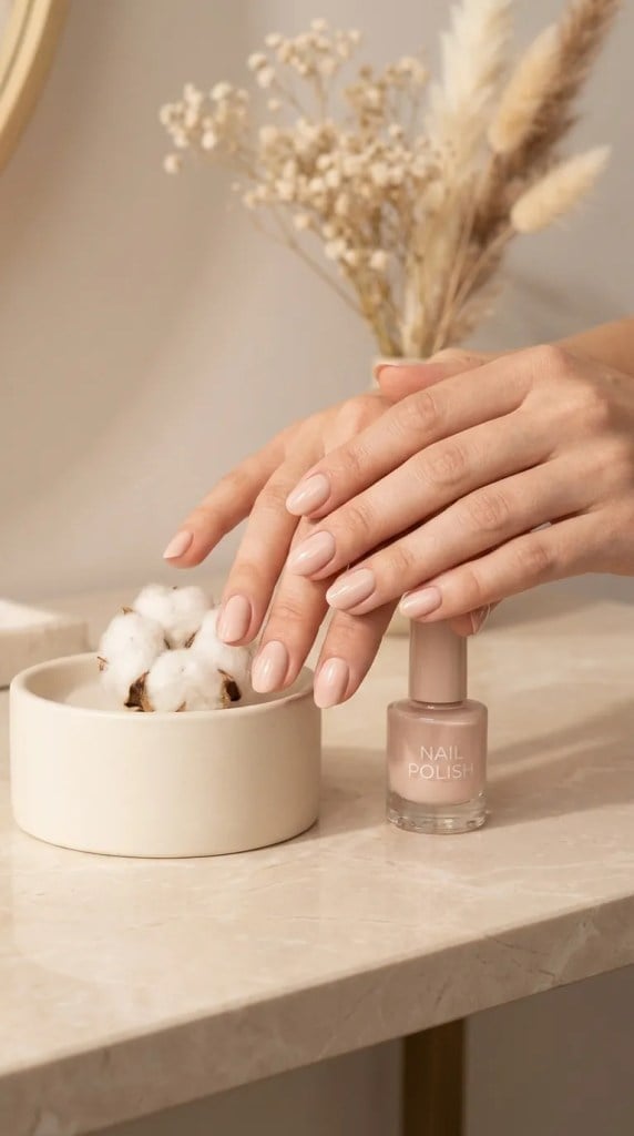 Pale Pink Short Oval Nails with Minimalist Line Art Pale Pink Short Oval Nails with Minimalist Line Art — Nails for Everyday