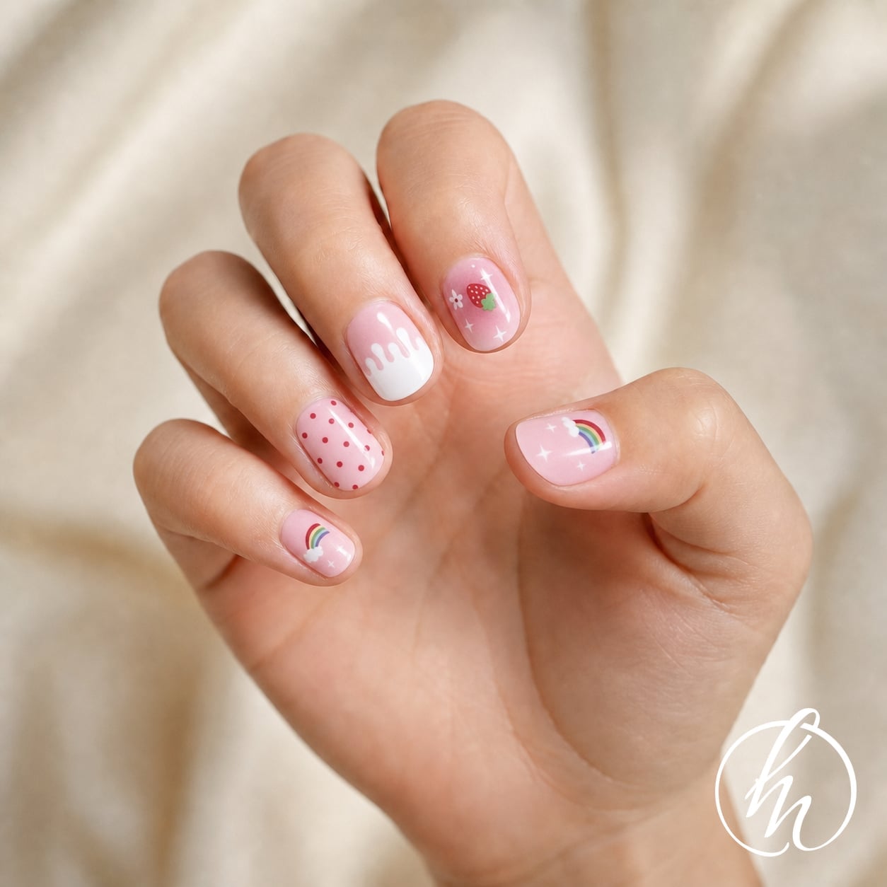 Strawberry Sprinkle Kids Nail Wraps | No UV Lamp | Hello Nails