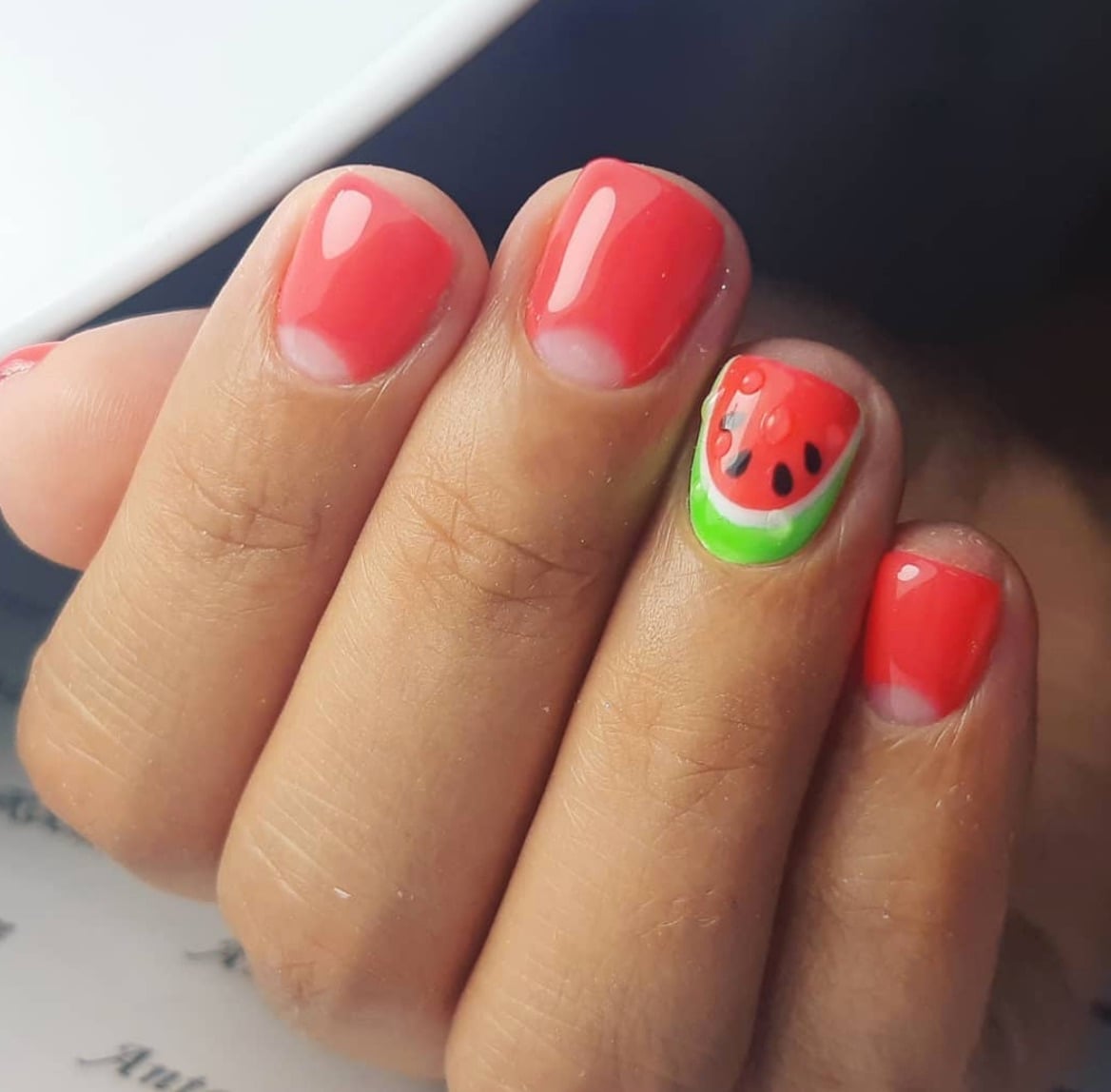 Short Square Pink Nails With Unicorn And Rainbow Patterns Short Square Pink Nails With Unicorn And Rainbow Patterns — Nails for Kids