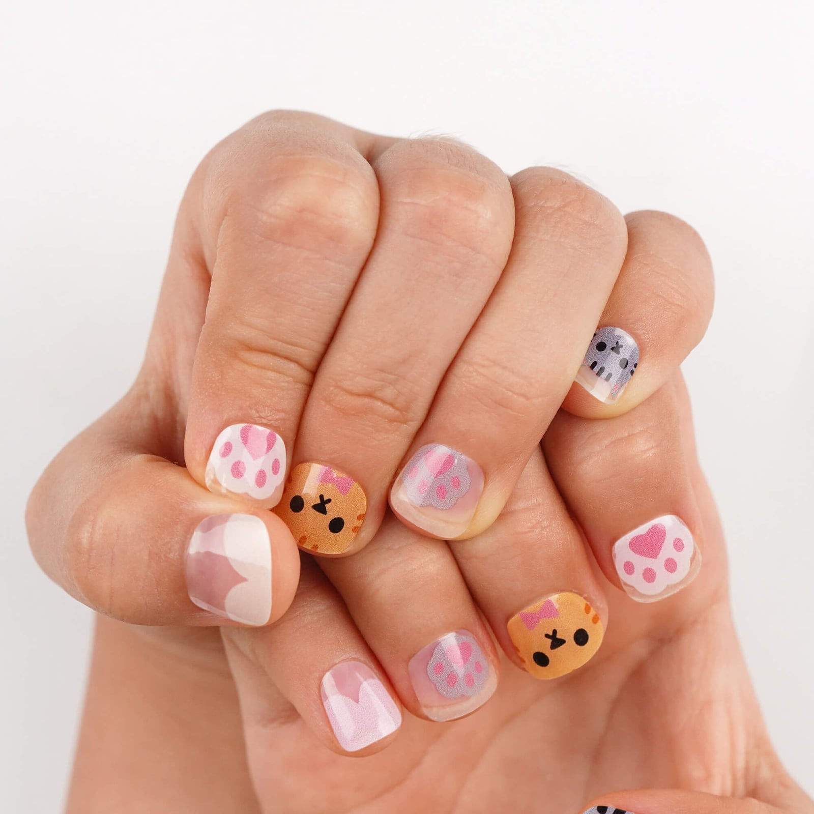 Short Square Nails With Animal Faces And Sheer Glossy Finish Short Square Nails With Animal Faces And Sheer Glossy Finish — Nails for Kids