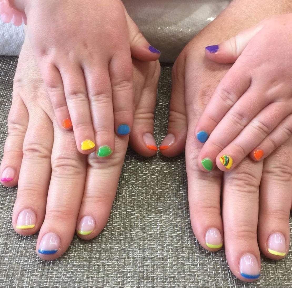 Matching Colorful Dot and French Tip Nails Matching Colorful Dot and French Tip Nails — Nails for Little Girls