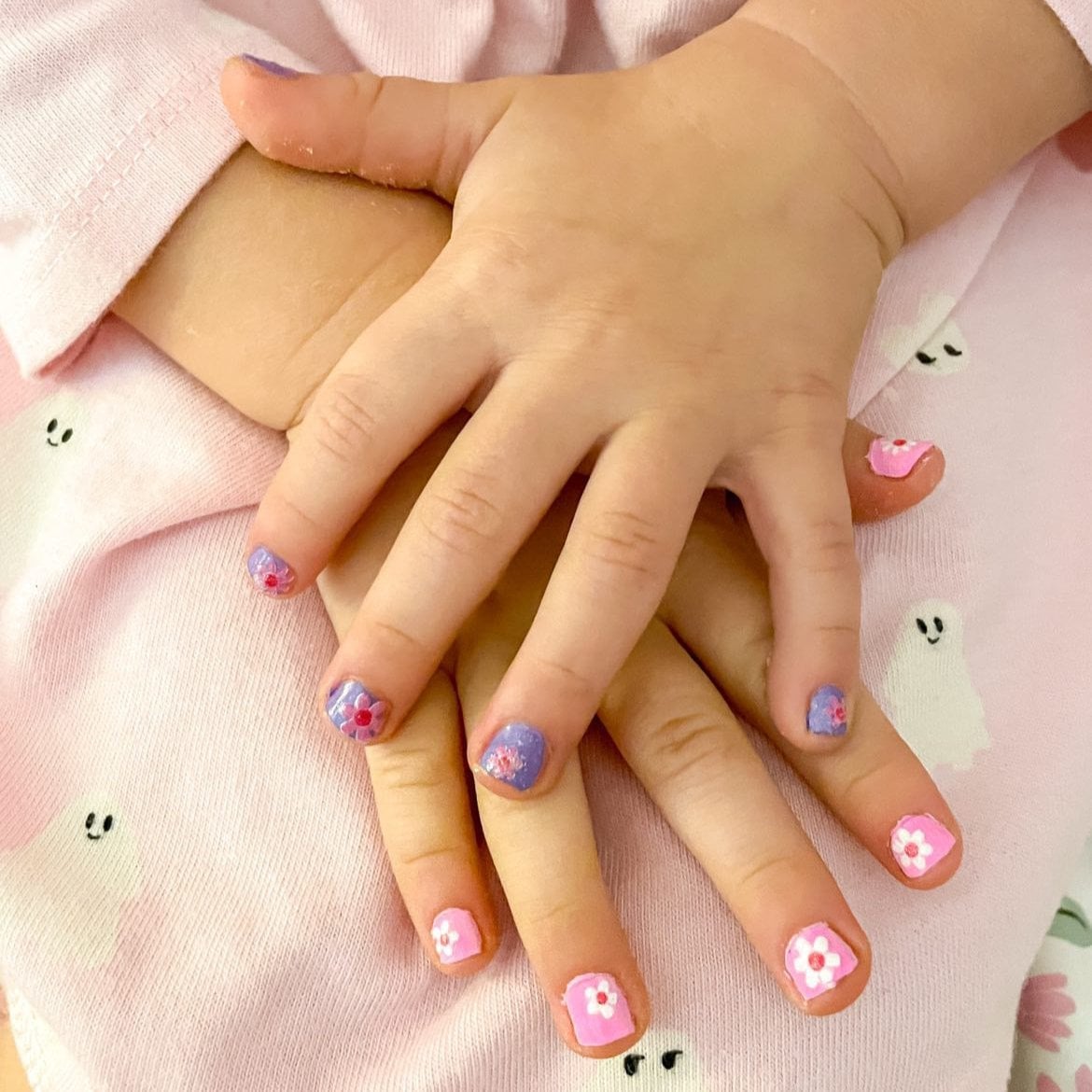 Pink and Lavender Floral Accent Nails Pink and Lavender Floral Accent Nails — Nails for Little Girls