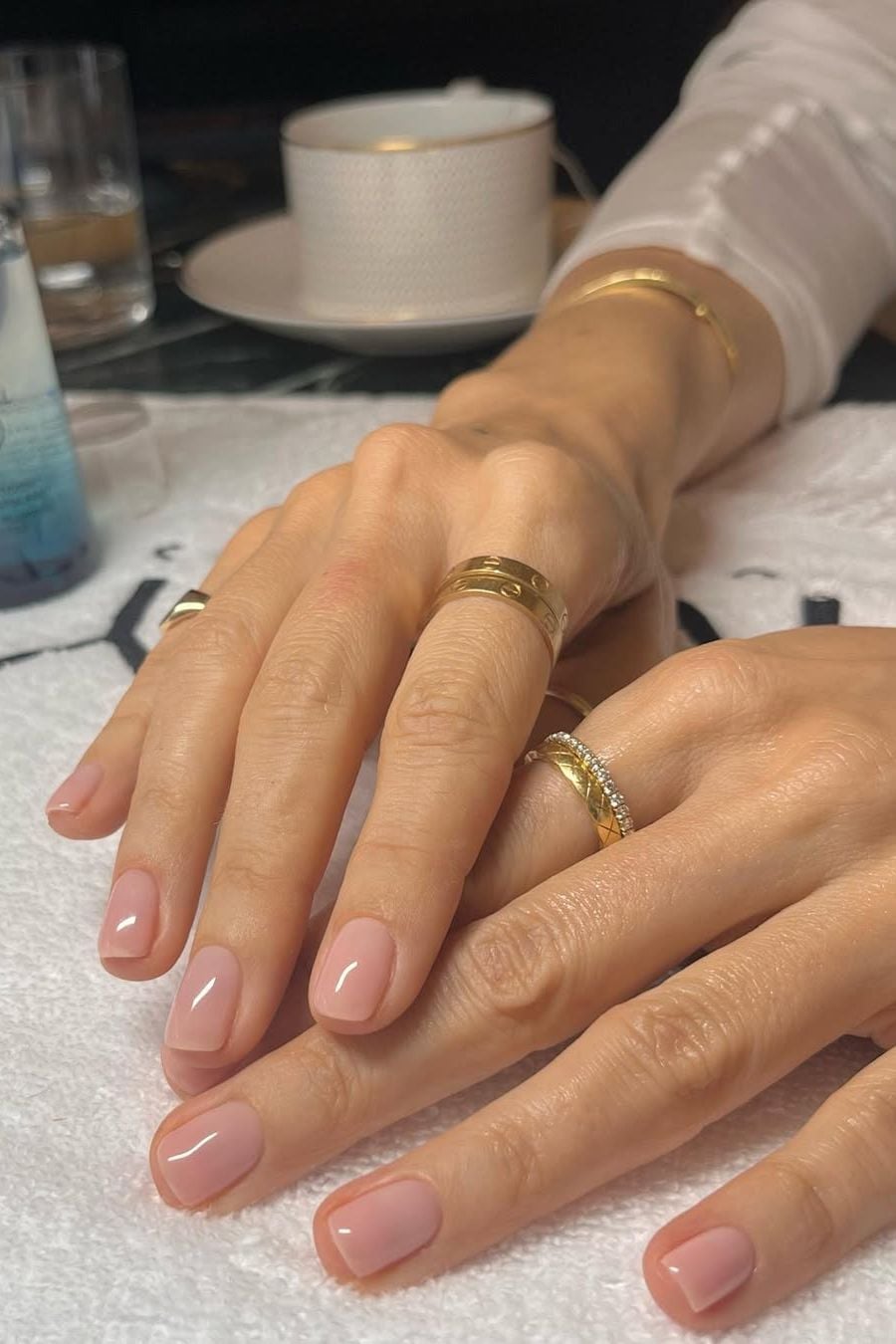 Sheer Nude Glossy Short Square Nails, Minimal Sheer Nude Glossy Short Square Nails, Minimal — Nails for Older Women