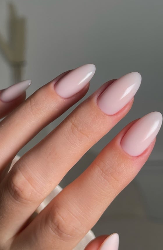 Opaque Milky Pink Short Almond Nails Opaque Milky Pink Short Almond Nails — Nails for Pale Skin