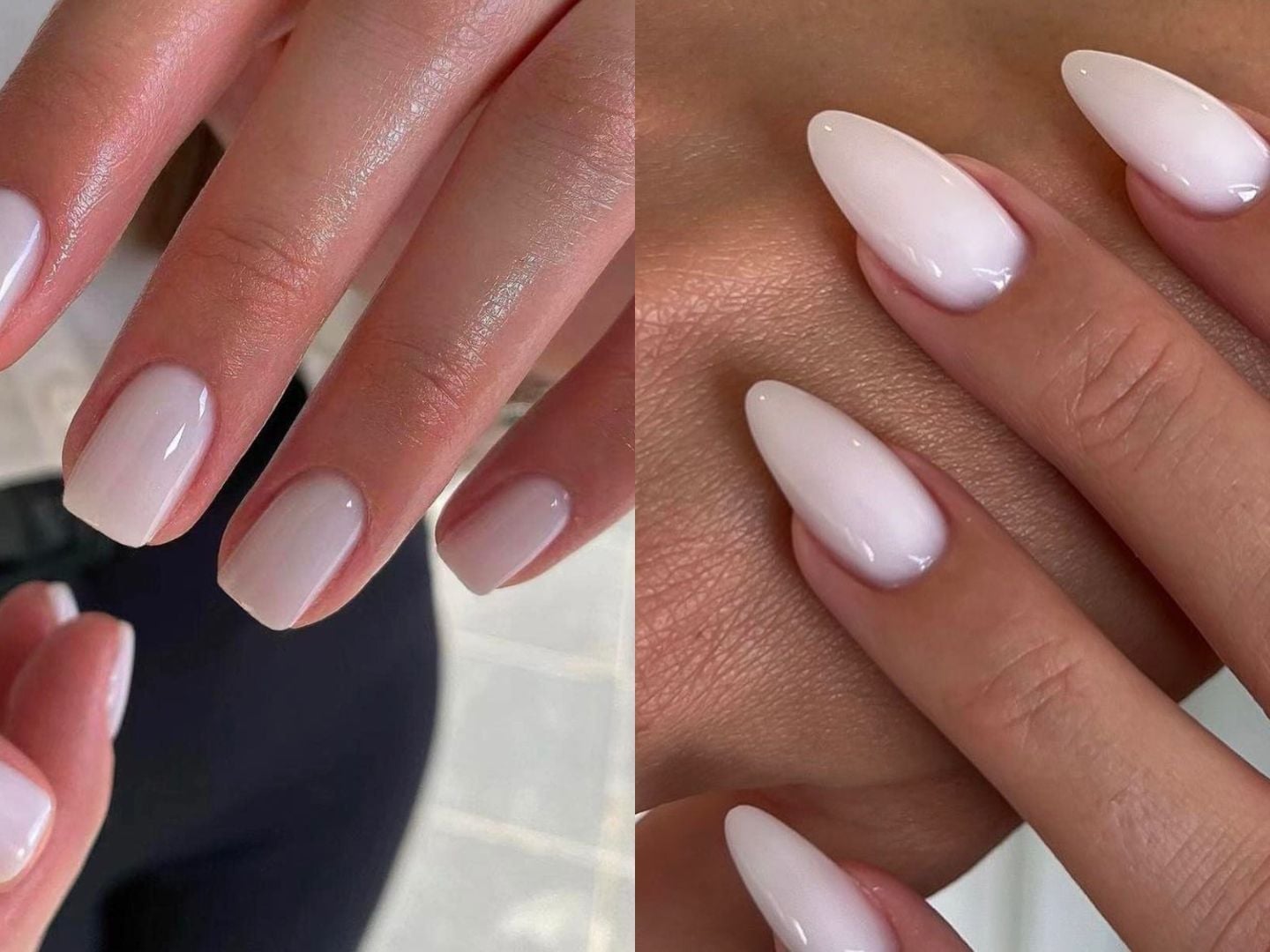 Milky White Short Square and Medium Oval Nails Milky White Short Square and Medium Oval Nails — Nails for Pale Skin