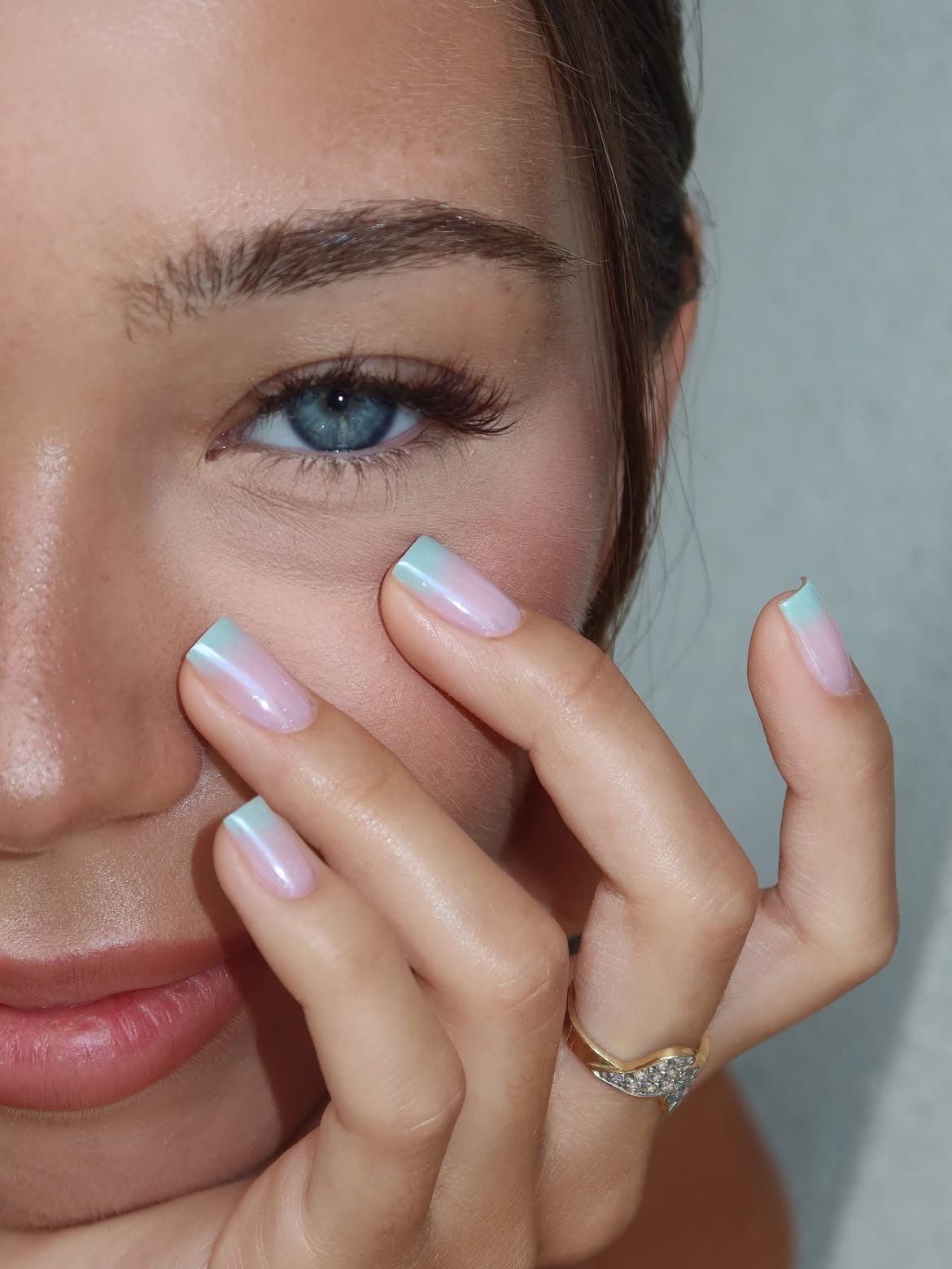 Pastel Gradient French Medium Almond Nails Pastel Gradient French Medium Almond Nails — Nails for Pale Skin