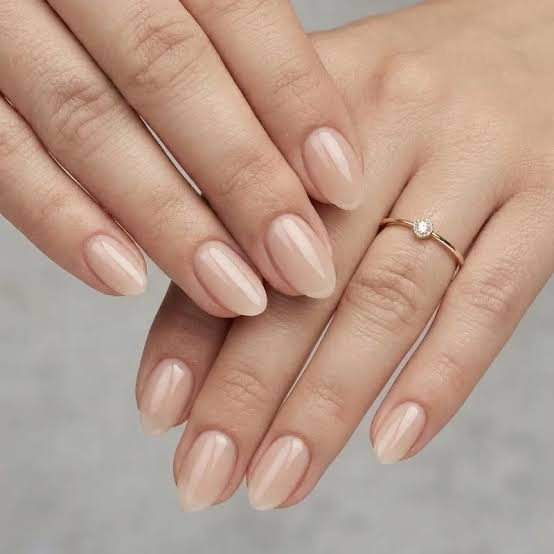 Milky Nude Sheer Short Almond Nails, With Immaculate Cuticle Work Milky Nude Sheer Short Almond Nails, With Immaculate Cuticle Work — Nails for Pale Skin