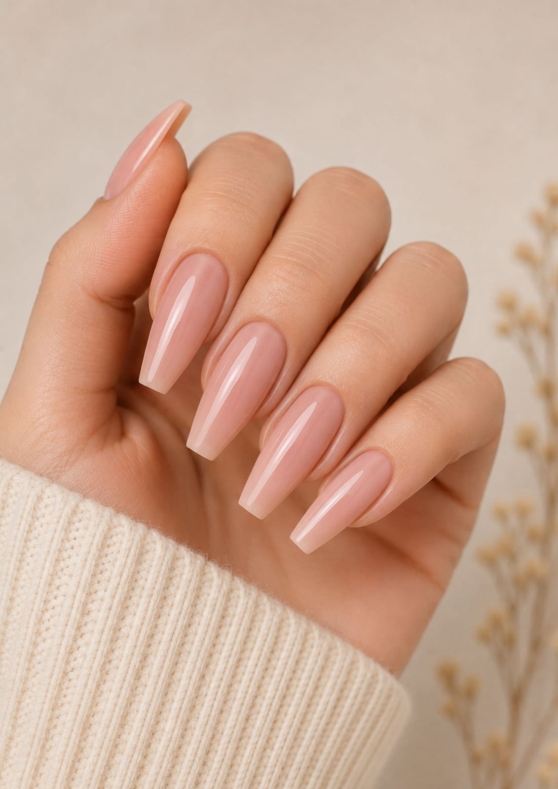 Sheer Nude Long Coffin Nails Sheer Nude Long Coffin Nails — Nails for Pale Skin