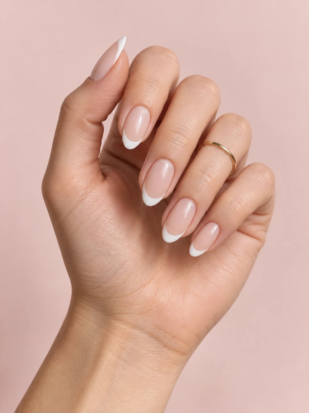 Classic White Tip Sheer Pink Medium Almond French Nails Classic White Tip Sheer Pink Medium Almond French Nails — Nails for Pale Skin