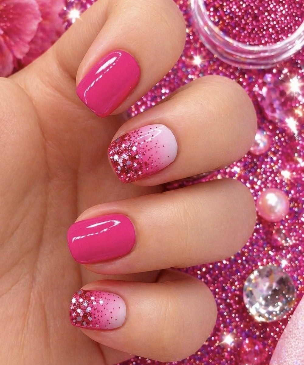Short Pink Holographic Shift Oval Nails Short Pink Holographic Shift Oval Nails — Nails for Pink Dress