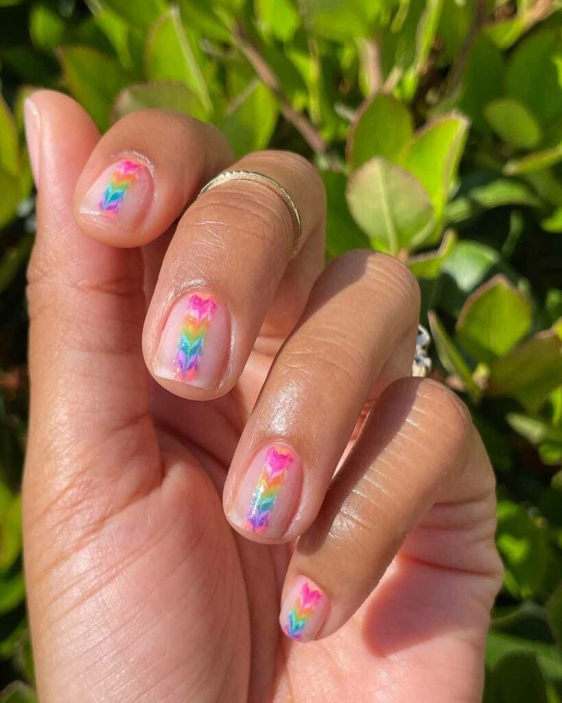 Short Almond With Rainbow Chevron Short Almond With Rainbow Chevron — Nails for Tweens