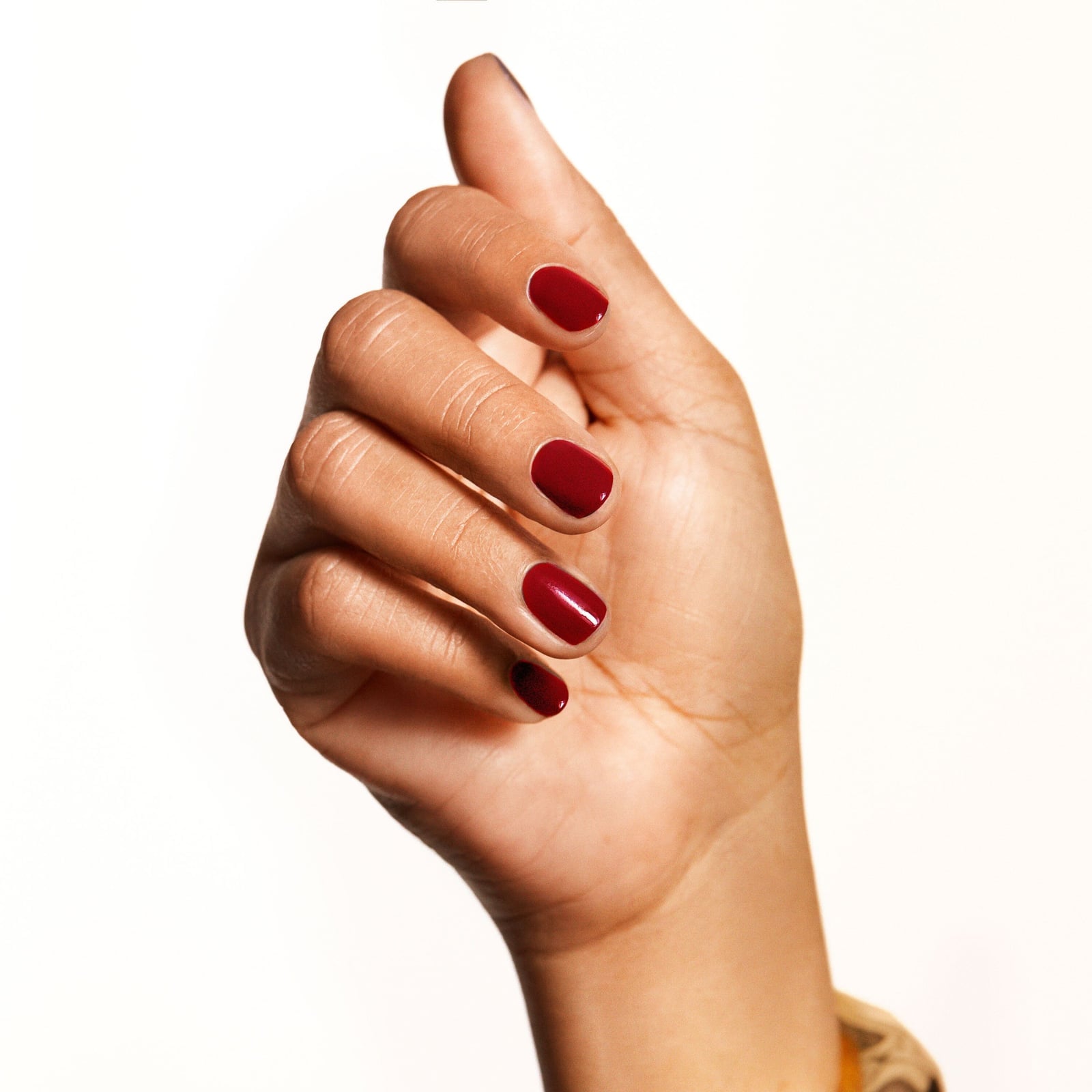 Rich Deep Red Glossy Short Almond Nails — Nails for Women Over 50